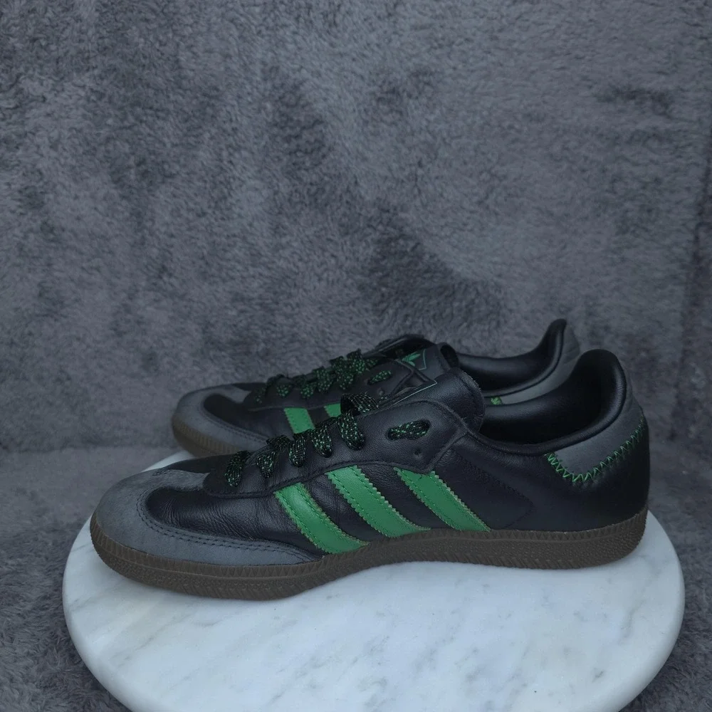 Adidas Samba Shoes Womens Size 6.5 Black Green Leather Gum Sole Soccer Sneakers